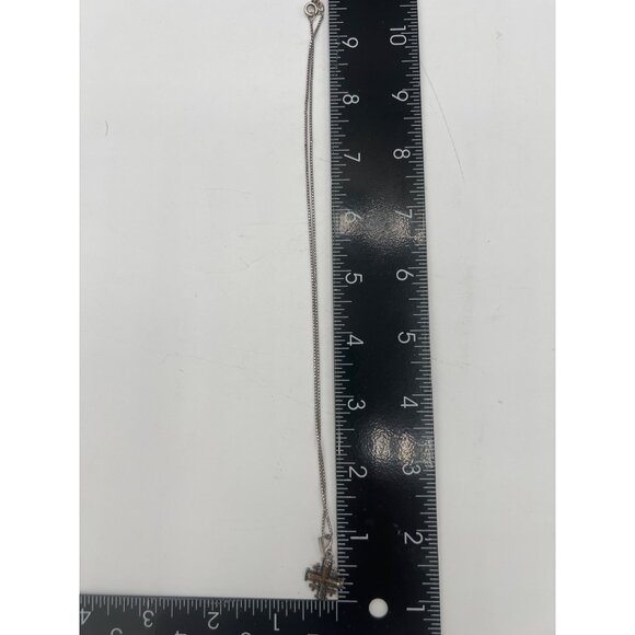 Jerusalem Silver Crusaders Five Cross Pendant Necklace 925 Box Chain 18" Vintage - Picture 6 of 6